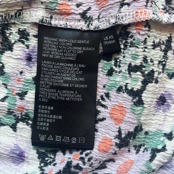 Anthropologie XS Purple Black Floral Print Ruffle V Neck Blouse Top Boho Cottage - Picture 7 of 9